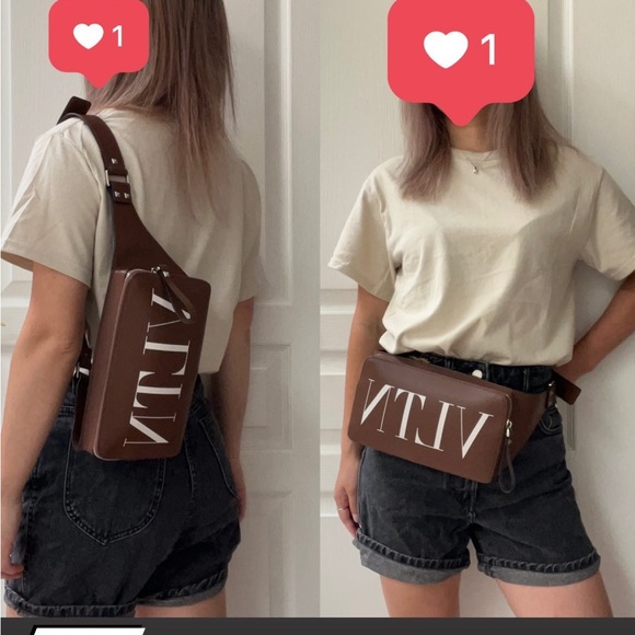 ❌SOLD❌Authentic Valentino Garavani rockstud VLTN Brown leather belt bag - Picture 7 of 17